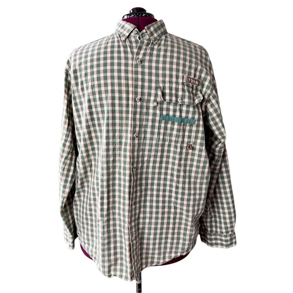 Columbia PHG Hunting Vented Back Yoke‎ Tabbed Sleeves Plaid Shirt L/XL Gorpcore